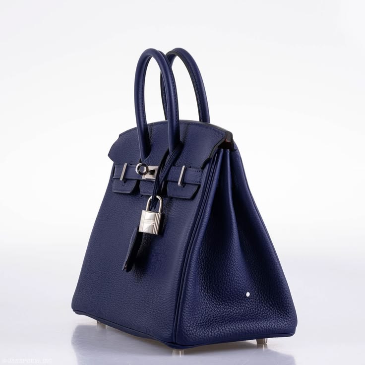 Birkin 25 Bleu Navy Togo Palladium Hardware
