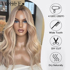 LUX VOGUE Cream Blonde Body Wave 100% Real Human Hair Wig Ash Blonde Preplucked 13x6 Lace Front Wig Pre Cut Ready To Wear Wigs