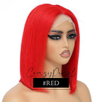 CrazyPearl Rose Pink Short Colored Bob Human Hair Wigs 13X4 Straight Bob Wig Human Hair Lace Front Wigs 10Inch-14Inch