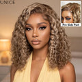 UNice 7x5 Bye-Bye Slip™ Lace Side Part Honey Blonde Highlight Curly Bob Wig 180% Density Ready To Wear Glueless Human Hair Wigs