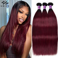 UNice 1B99J Ombre Burgundy Straight Bundles 1/3/4 PCS Deal Pre Colored 100% Human Hair Bundles 100Grams Bundle Hair Extensions