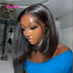 100% 210Density 13x4 Glueless Raw Vietnamese Bone Straight Bob Human Hair Lace Front Wig Preplucked Lace Frontal Human Hair Wigs