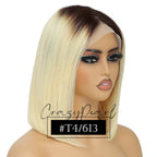 CrazyPearl Rose Pink Short Colored Bob Human Hair Wigs 13X4 Straight Bob Wig Human Hair Lace Front Wigs 10Inch-14Inch