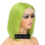 CrazyPearl Rose Pink Short Colored Bob Human Hair Wigs 13X4 Straight Bob Wig Human Hair Lace Front Wigs 10Inch-14Inch