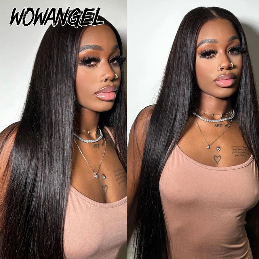 2x6 HD Lace Closure Wigs Deep Part Human Hair Wigs Pre-Plucked Straight Invisible HD Lace Glueless 250% Brazilian Hair For Woman