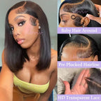 100% 210Density 13x4 Glueless Raw Vietnamese Bone Straight Bob Human Hair Lace Front Wig Preplucked Lace Frontal Human Hair Wigs