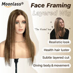 Moonlass Highlights Honey Brown 100% Human Hair (For White）Wig 190% Density 5x7 Glueless Preplucked Hairline Natural Remy Wigs