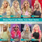 613 Blonde Body Wave 100% Human Hair Wig 13x6 Hd Lace Frontal Wig 30 40 Inch Brazilian Wet And Wavy 100% Human Hair 250 Density Lace Front Pre Plucked Wigs For Women