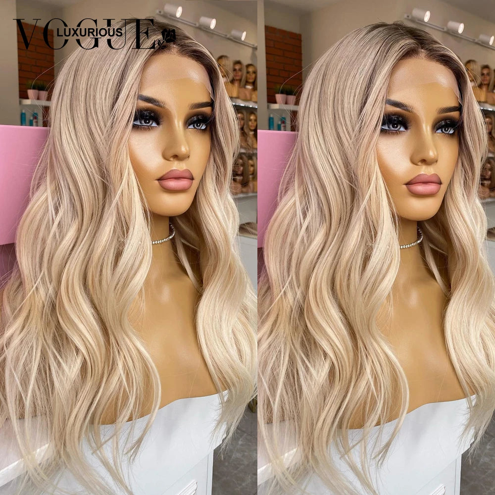 LUX VOGUE Cream Blonde Body Wave 100% Real Human Hair Wig Ash Blonde Preplucked 13x6 Lace Front Wig Pre Cut Ready To Wear Wigs