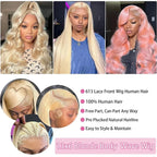 613 Blonde Body Wave 100% Human Hair Wig 13x6 Hd Lace Frontal Wig 30 40 Inch Brazilian Wet And Wavy 100% Human Hair 250 Density Lace Front Pre Plucked Wigs For Women
