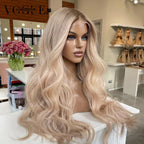 LUX VOGUE Cream Blonde Body Wave 100% Real Human Hair Wig Ash Blonde Preplucked 13x6 Lace Front Wig Pre Cut Ready To Wear Wigs