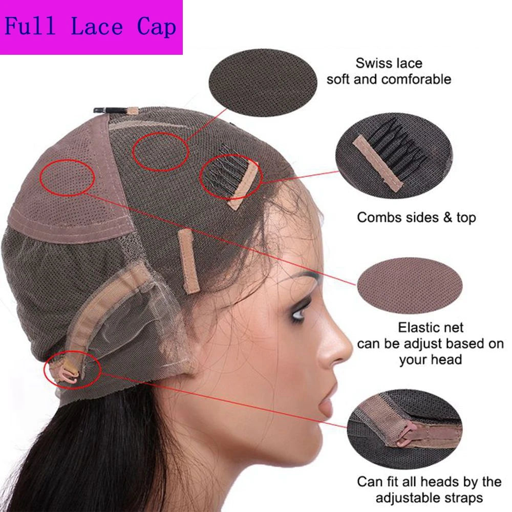 KInky Straight Body Wave Jet Black Women Wigs Virgin Human Hair 13x6 Lace Front Wigs Full 200Density Full Lace 360 Lace Froontal