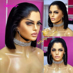 100% 210Density 13x4 Glueless Raw Vietnamese Bone Straight Bob Human Hair Lace Front Wig Preplucked Lace Frontal Human Hair Wigs
