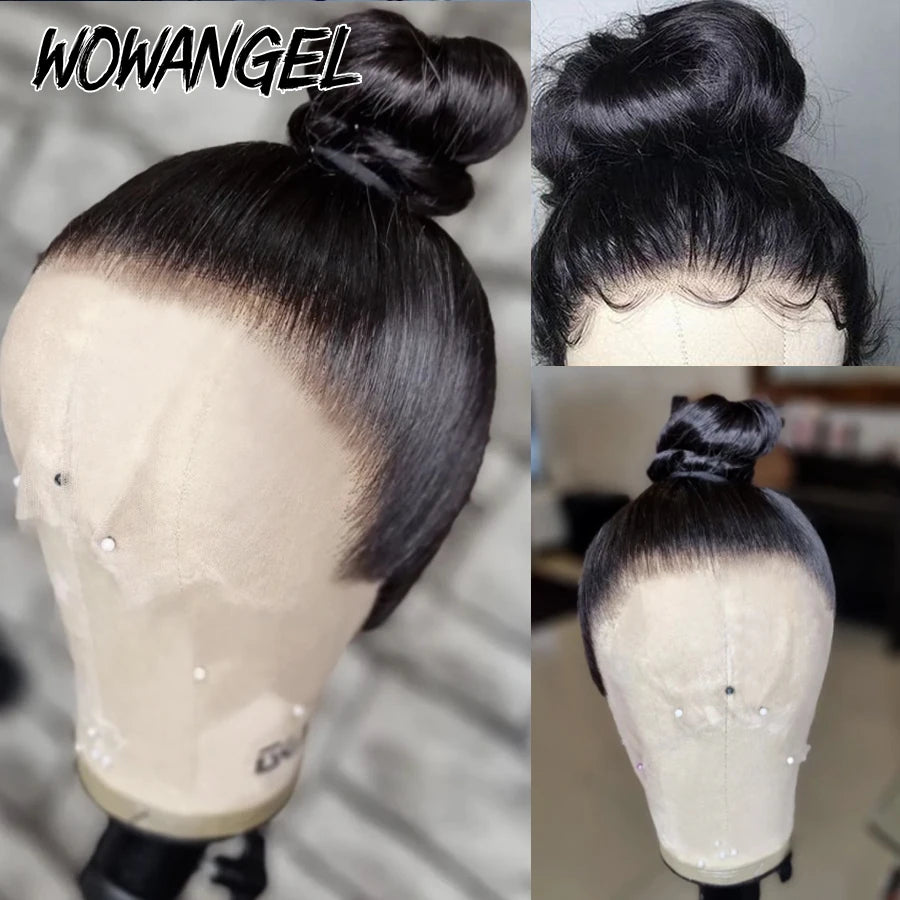 Wow Angel 360 Full Lace Human Hair Wigs Real HD Lace Frontal Wigs Melt Skins Pre Plucked 30 inch Straight Remy Hair For Woman