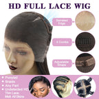 Wow Angel 360 Full Lace Human Hair Wigs Real HD Lace Frontal Wigs Melt Skins Pre Plucked 30 inch Straight Remy Hair For Woman