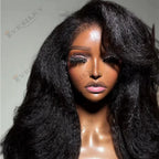 KInky Straight Body Wave Jet Black Women Wigs Virgin Human Hair 13x6 Lace Front Wigs Full 200Density Full Lace 360 Lace Froontal