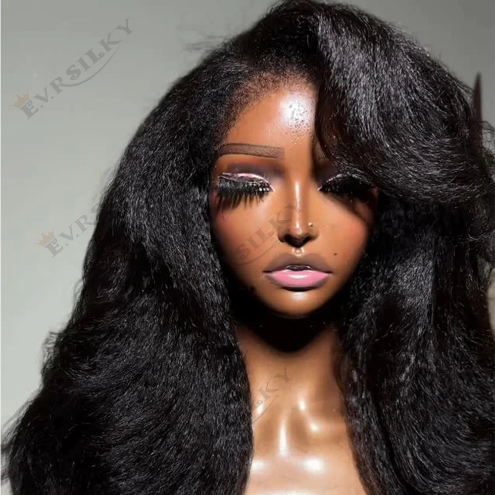 KInky Straight Body Wave Jet Black Women Wigs Virgin Human Hair 13x6 Lace Front Wigs Full 200Density Full Lace 360 Lace Froontal