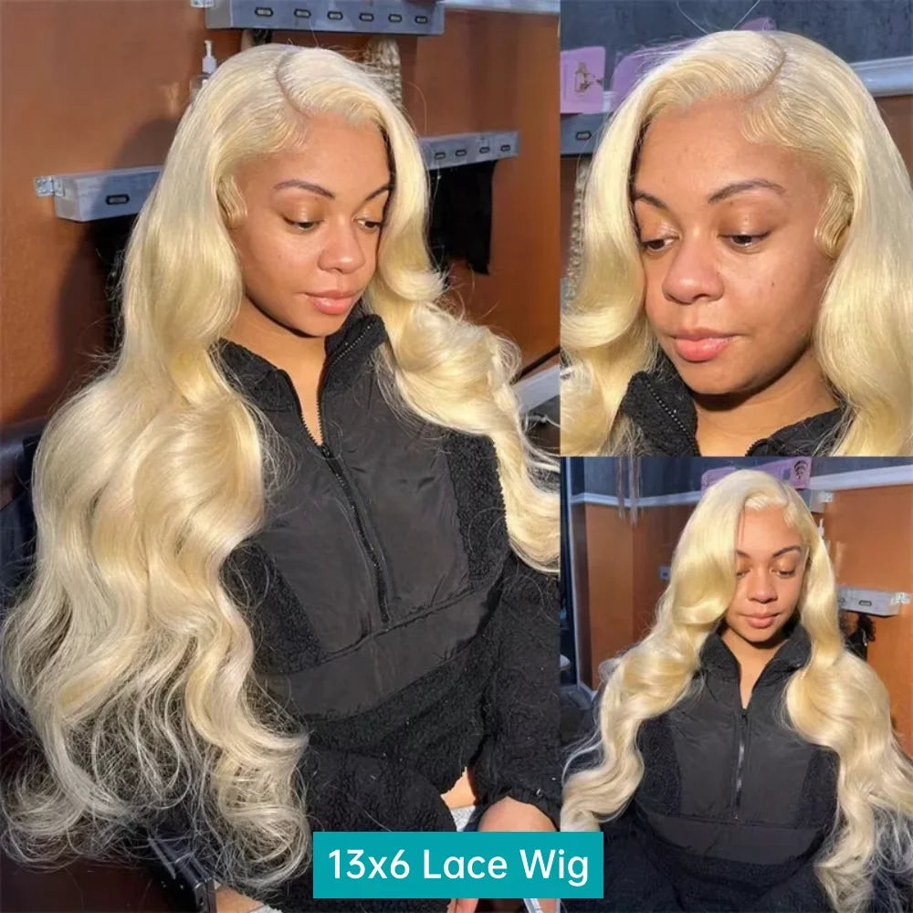 613 Blonde Body Wave 100% Human Hair Wig 13x6 Hd Lace Frontal Wig 30 40 Inch Brazilian Wet And Wavy 100% Human Hair 250 Density Lace Front Pre Plucked Wigs For Women