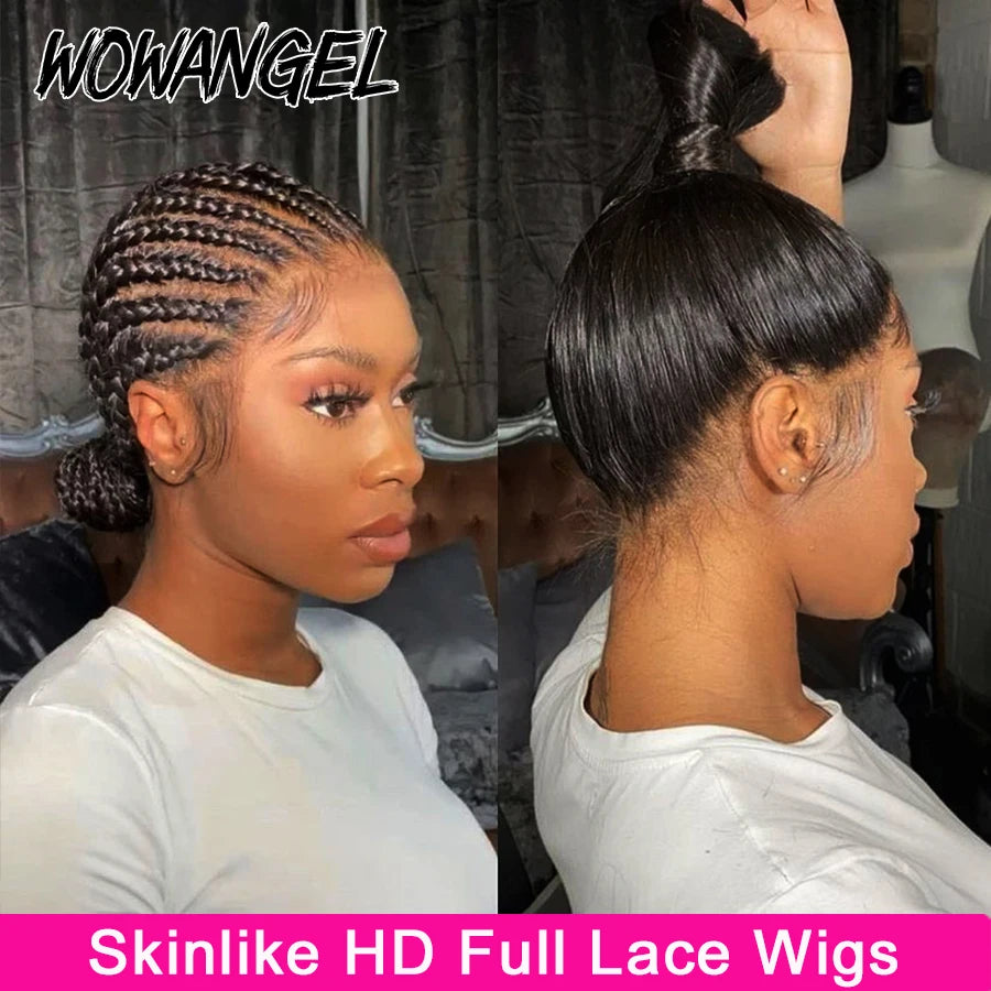 Wow Angel 360 Full Lace Human Hair Wigs Real HD Lace Frontal Wigs Melt Skins Pre Plucked 30 inch Straight Remy Hair For Woman