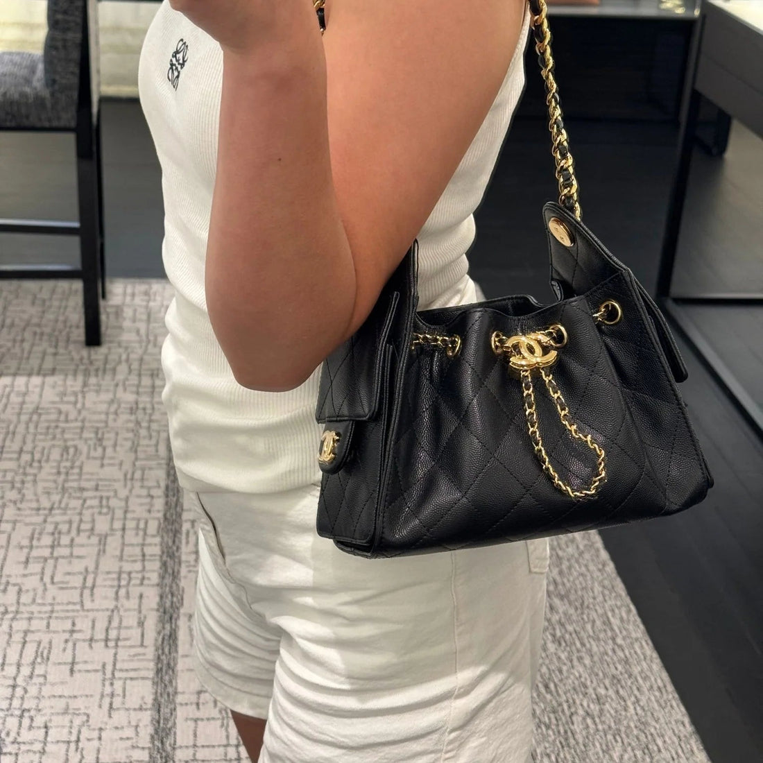 Brand New Mini 25 Handbag – Black Caviar Calfskin Goldtone Hardware