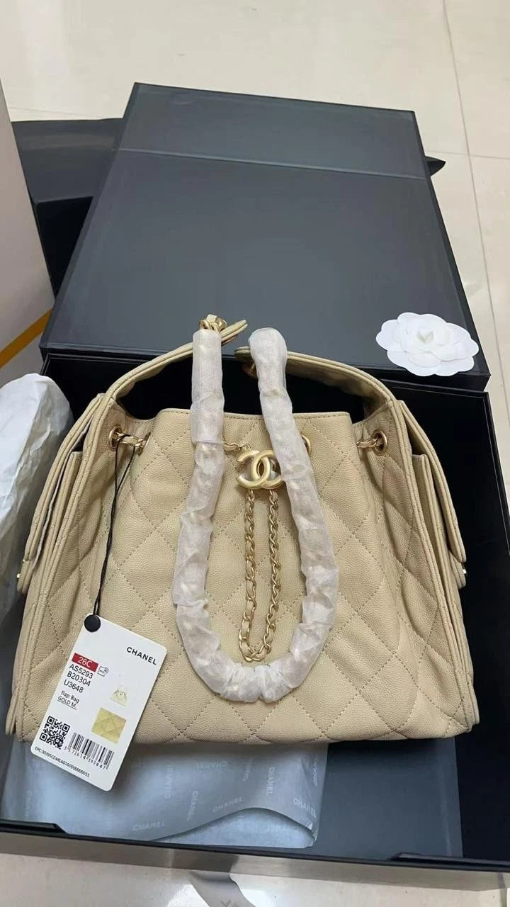 25 Bag Quilted Caviar Leather Gold Hardware Hobo