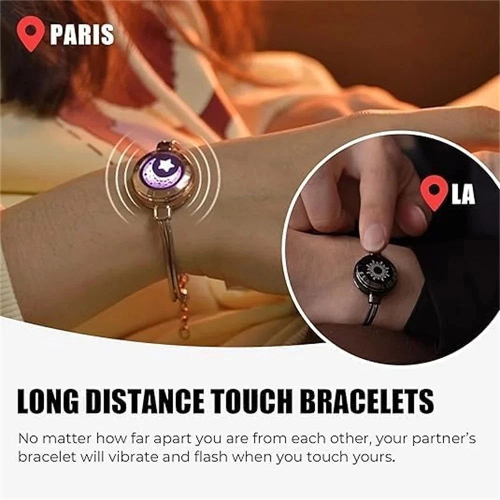 TOTWOO Long Distance Touch Bracelets Couples Sun Moon Light Vibration Gift
